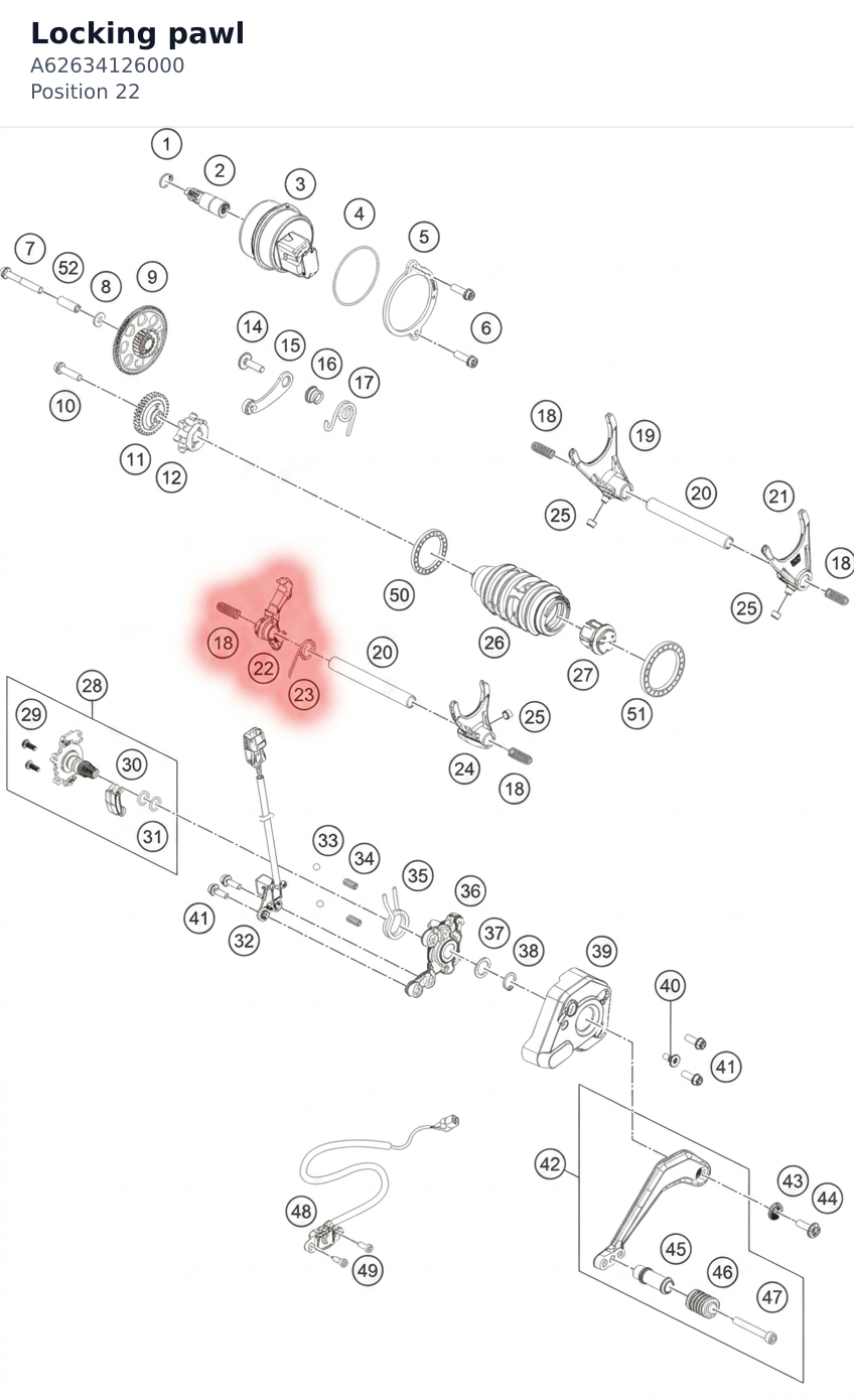 Diagram preview: Locking pawl (A62634126000)
