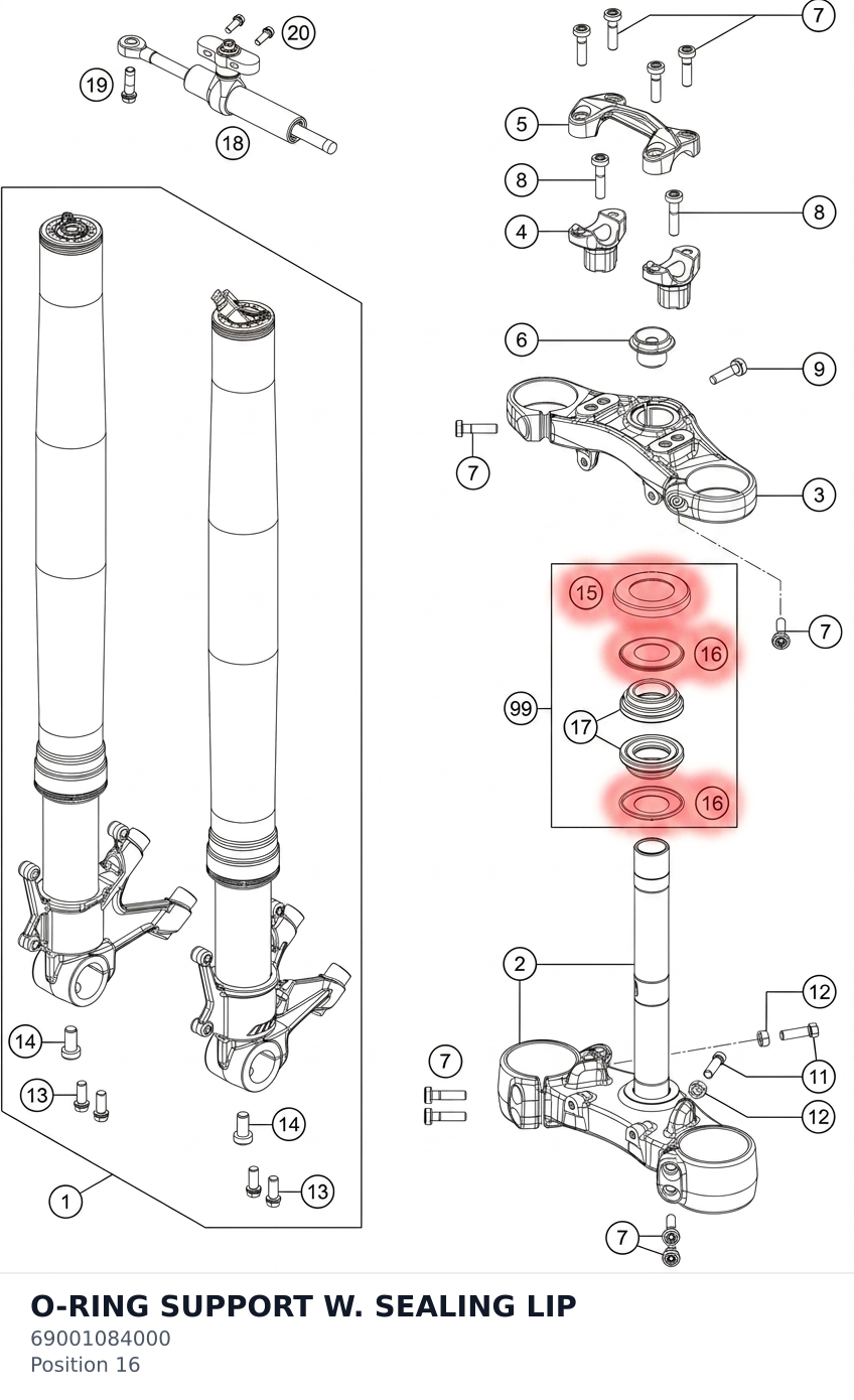 Diagram preview: O-RING SUPPORT W. SEALING LIP (69001084000)
