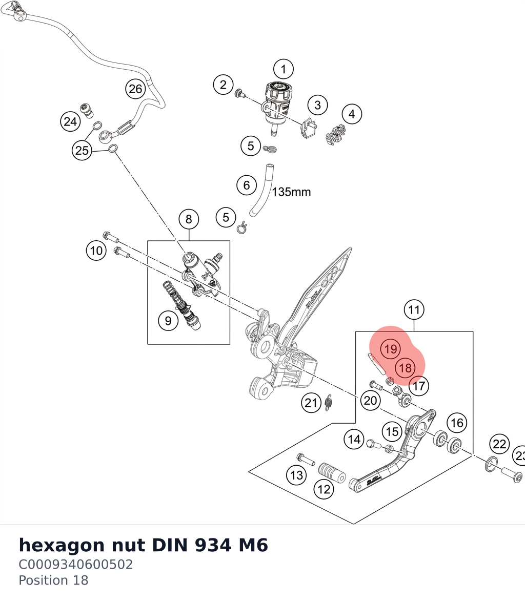 Diagram preview: hexagon nut DIN 934 M6 (C0009340600502)