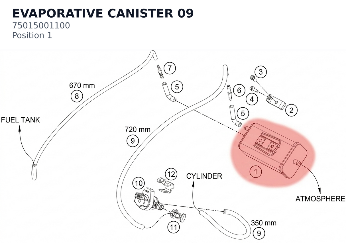 Diagram preview: EVAPORATIVE CANISTER 09 (75015001100)