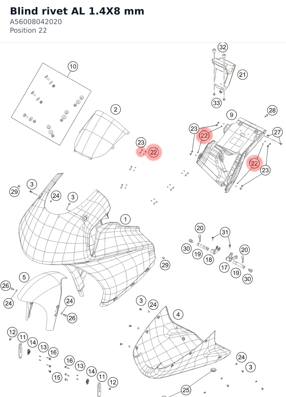 Diagram preview: Blind rivet AL 1.4X8 mm (A56008042020)