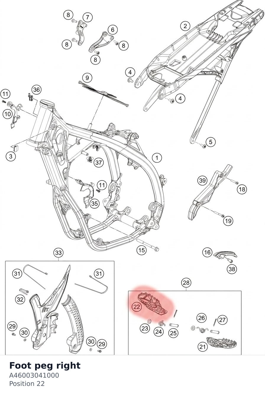 Diagram preview: Foot peg right (A46003041000)