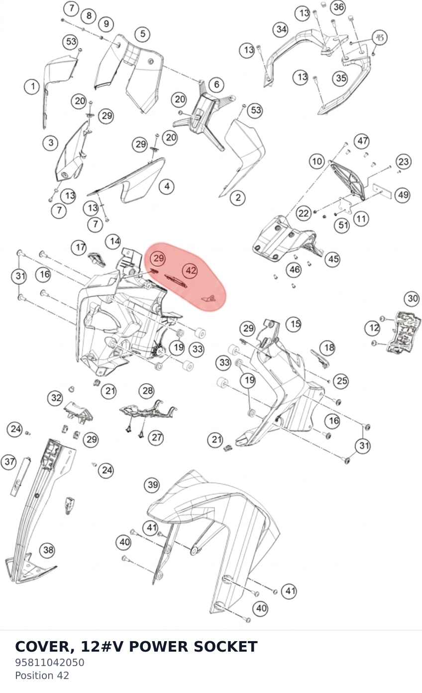 Diagram preview: COVER, 12#V POWER SOCKET (95811042050)