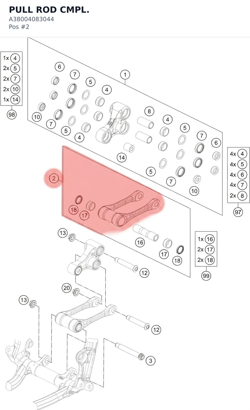 Diagram preview: PULL ROD CMPL. (A38004083044)