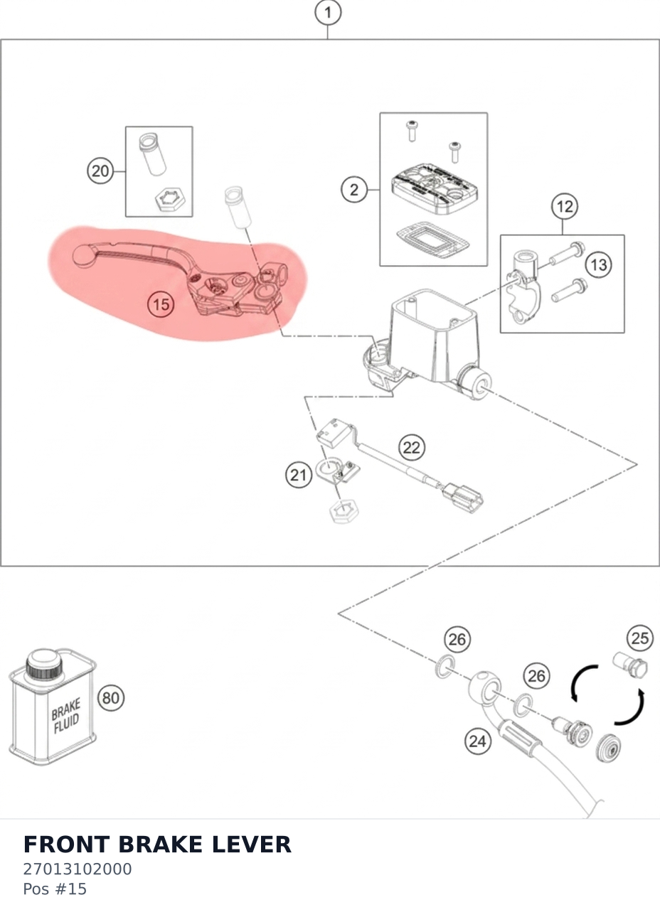Diagram preview: FRONT BRAKE LEVER (27013102000)