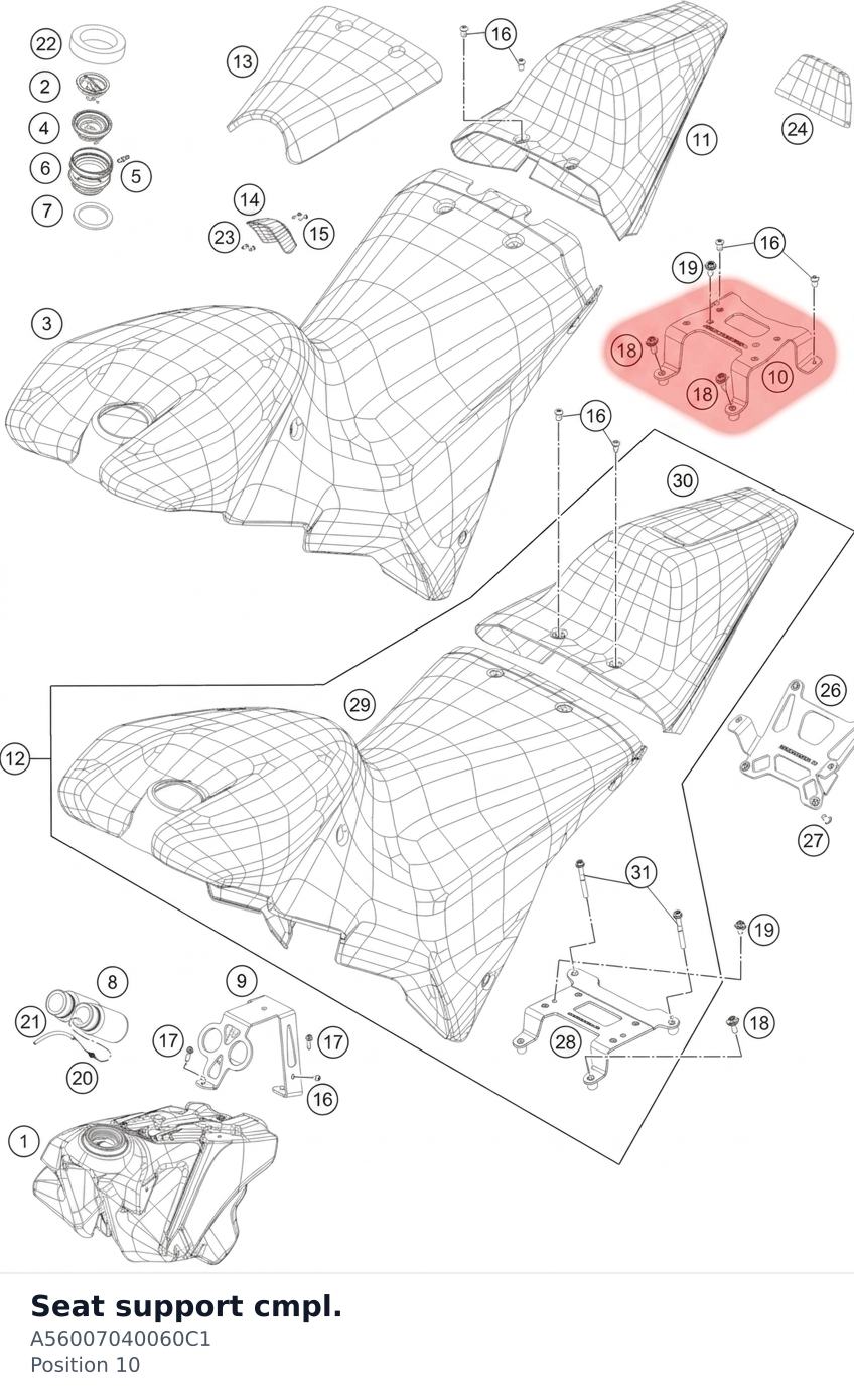 Diagram preview: Seat support cmpl. (A56007040060C1)
