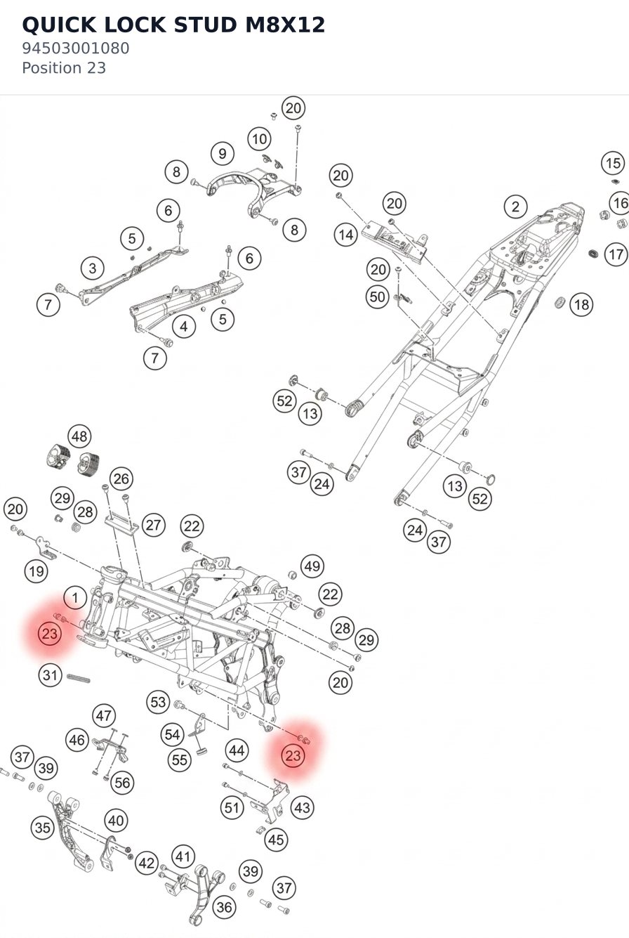 Diagram preview: QUICK LOCK STUD M8X12 (94503001080)