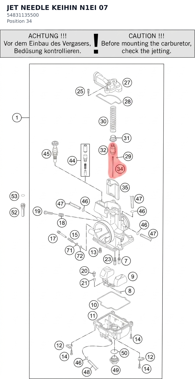 Diagram preview: JET NEEDLE KEIHIN N1EI 07 (54831135500)