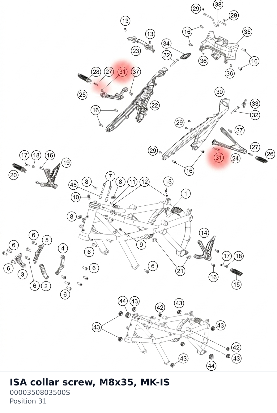 Diagram preview: ISA collar screw, M8x35, MK-IS (0000350803500S)