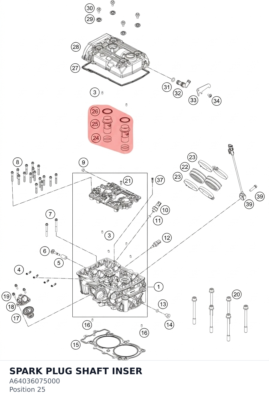 Diagram preview: SPARK PLUG SHAFT INSER (A64036075000)