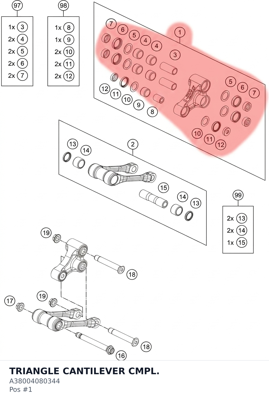 Diagram preview: TRIANGLE CANTILEVER CMPL. (A38004080344)