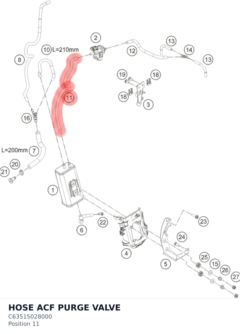 Diagram preview: HOSE ACF PURGE VALVE (C63515028000)