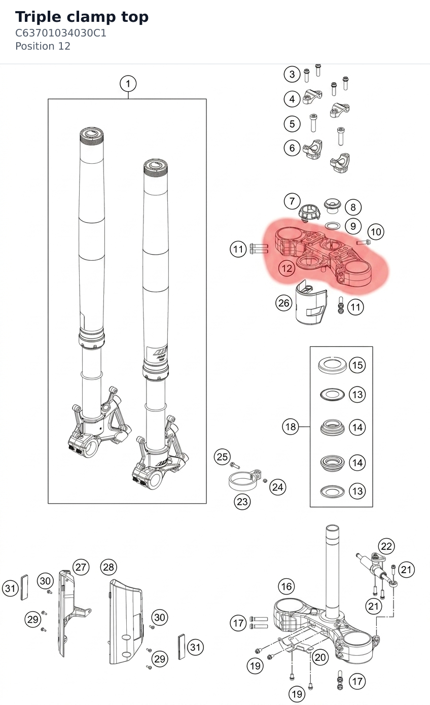 Diagram preview: Triple clamp top (C63701034030C1)