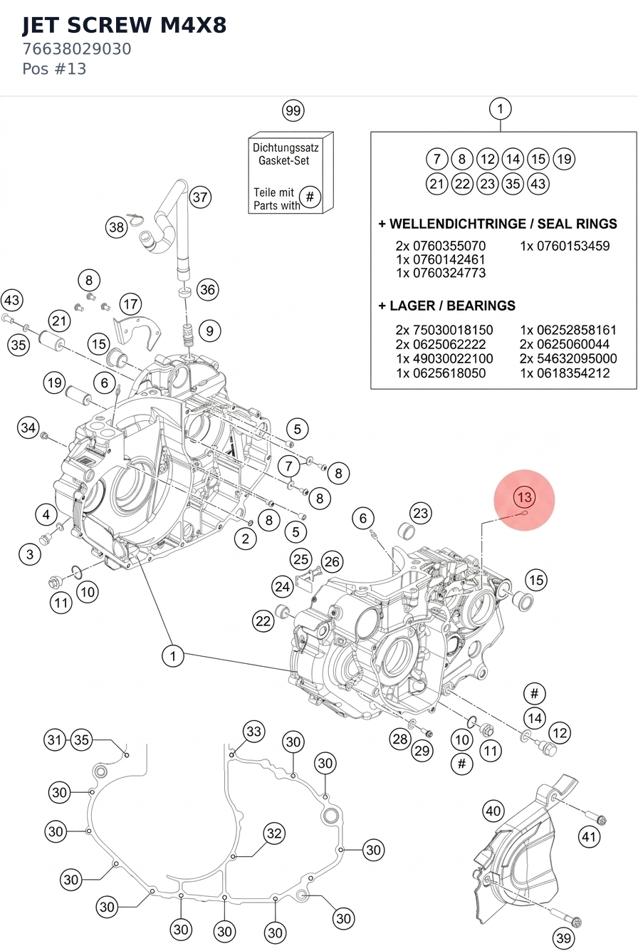 Diagram preview: JET SCREW M4X8 (76638029030)