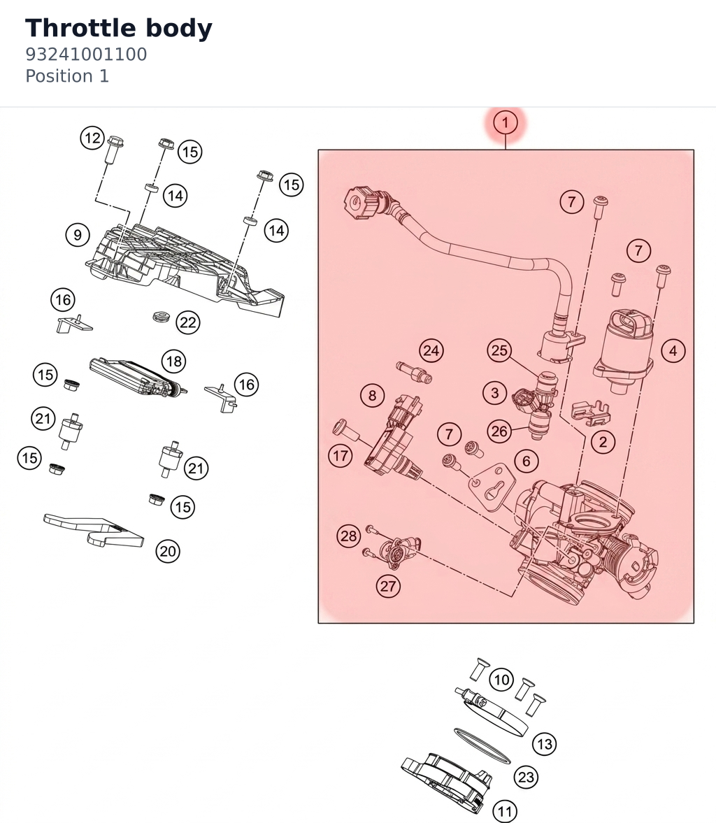 Diagram preview: Throttle body (93241001100)