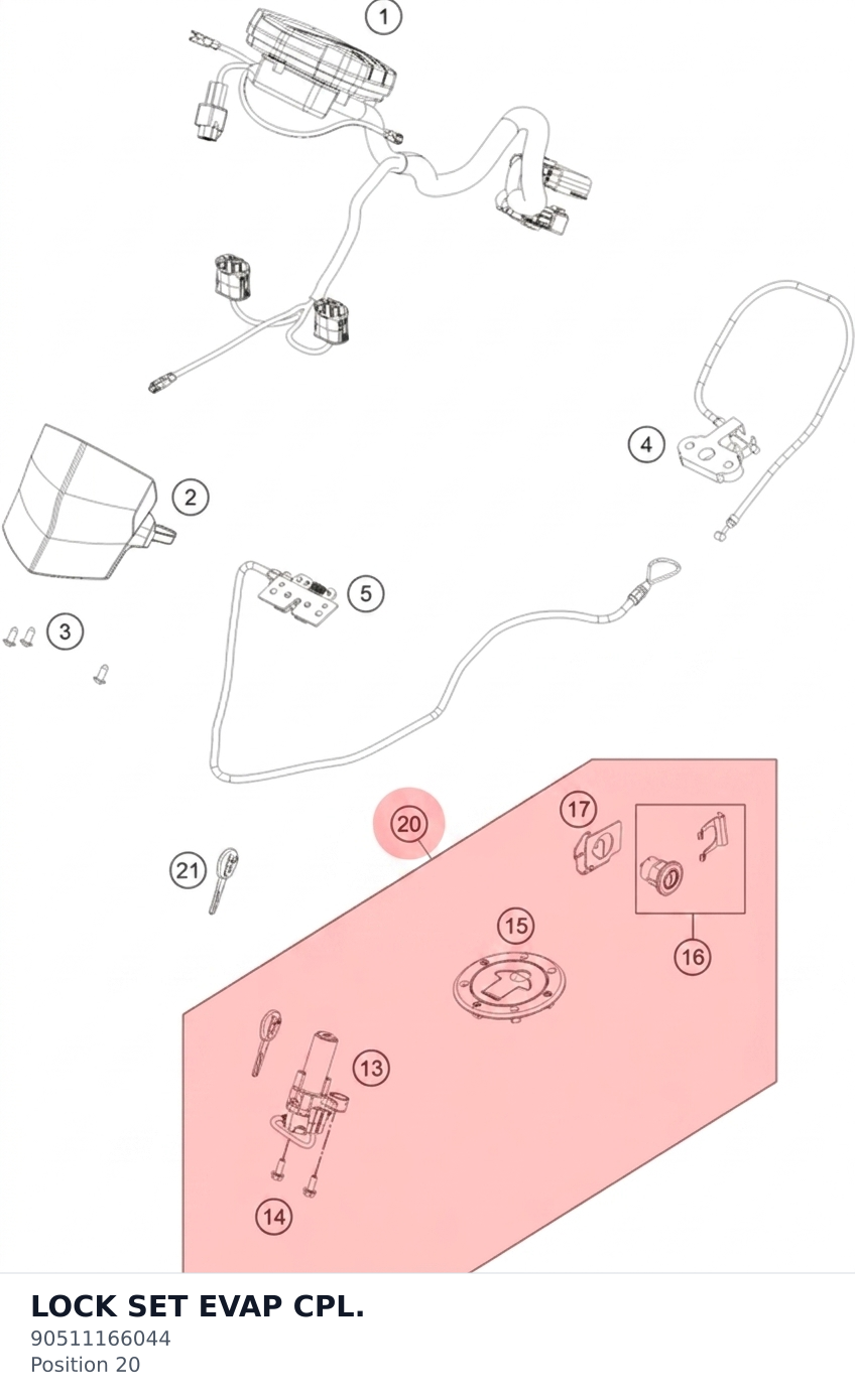 Diagram preview: LOCK SET EVAP CPL. (90511166044)