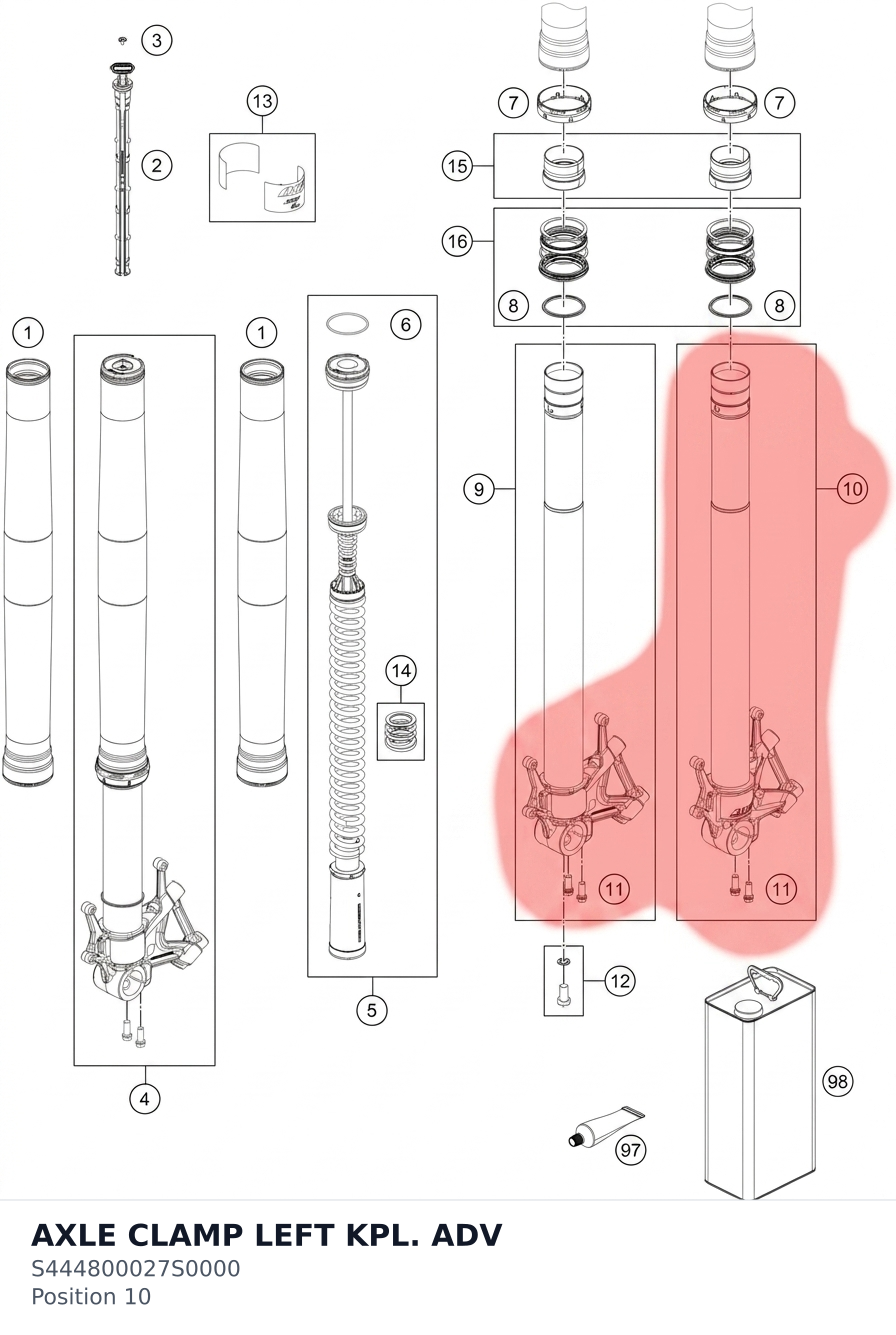 Diagram preview: AXLE CLAMP LEFT KPL. ADV (S444800027S0000)
