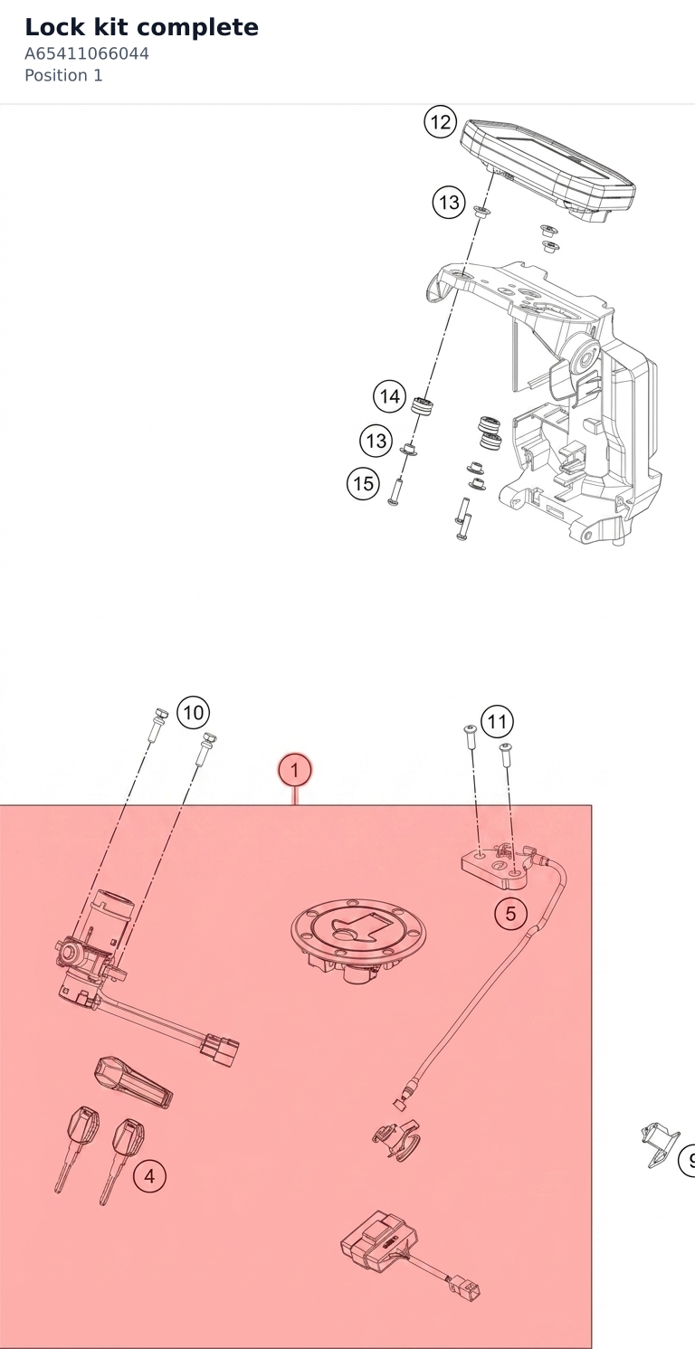 Diagram preview: Lock kit complete (A65411066044)
