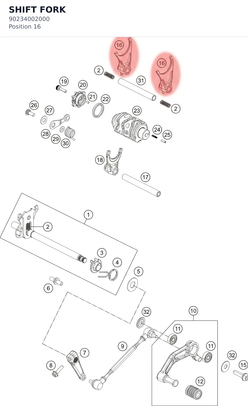 Diagram preview: SHIFT FORK (90234002000)