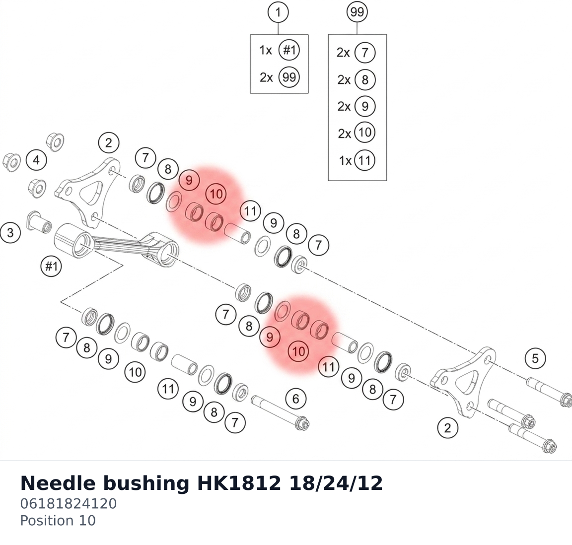 Diagram preview: Needle bushing HK1812 18/24/12 (06181824120)