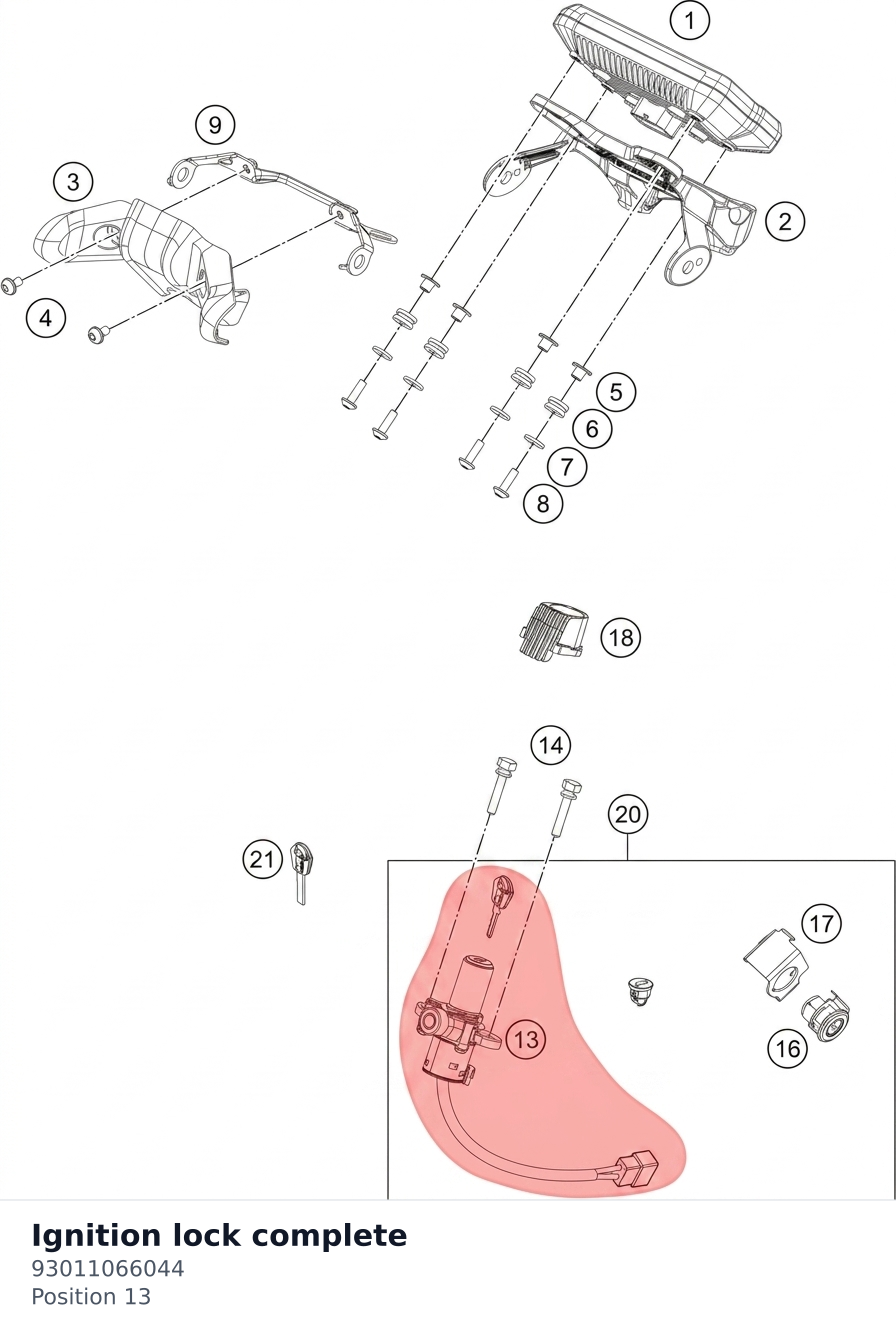 Diagram preview: Ignition lock complete (93011066044)