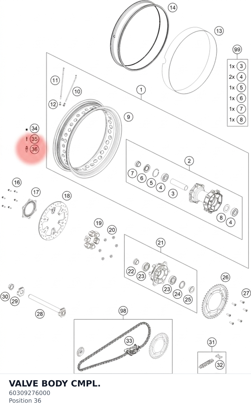 Diagram preview: VALVE BODY CMPL. (60309276000)