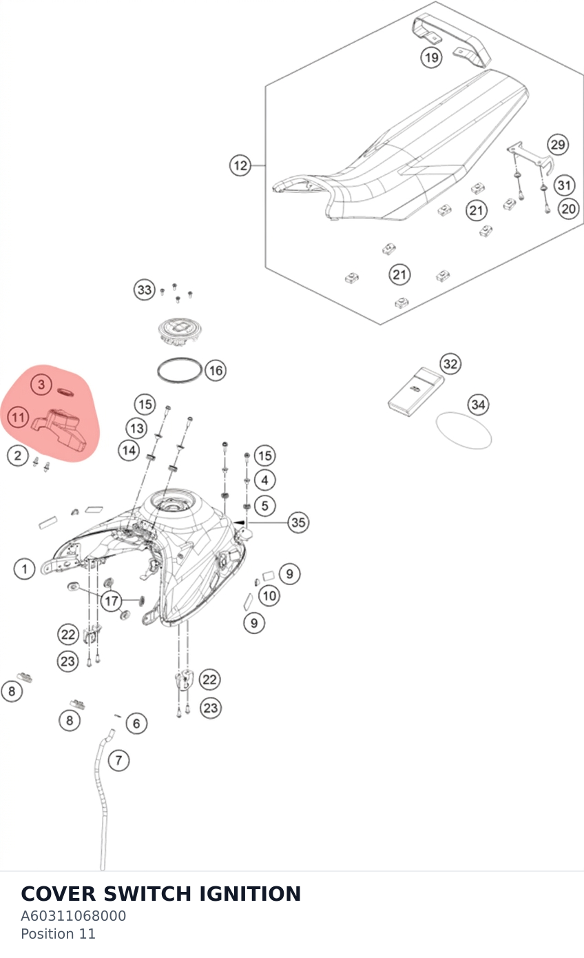 Diagram preview: COVER SWITCH IGNITION (A60311068000)