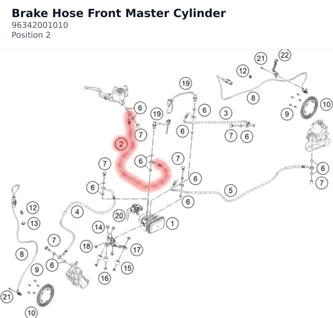 Diagram preview: Brake Hose Front Master Cylinder (96342001010)