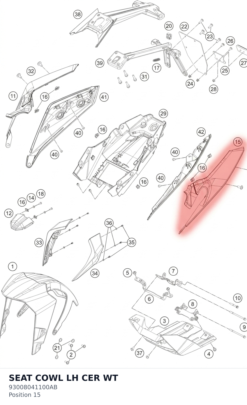 Diagram preview: SEAT COWL LH CER WT (93008041100AB)