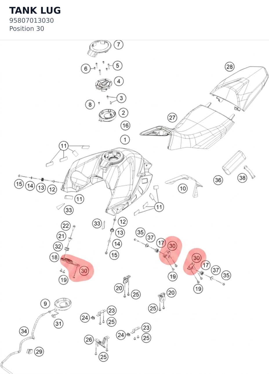 Diagram preview: TANK LUG (95807013030)