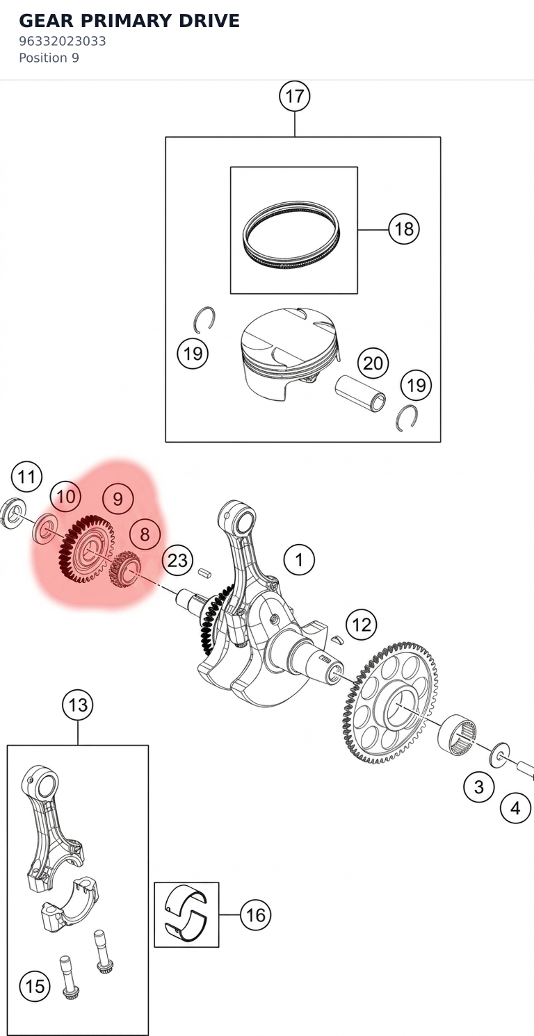 Diagram preview: GEAR PRIMARY DRIVE (96332023033)