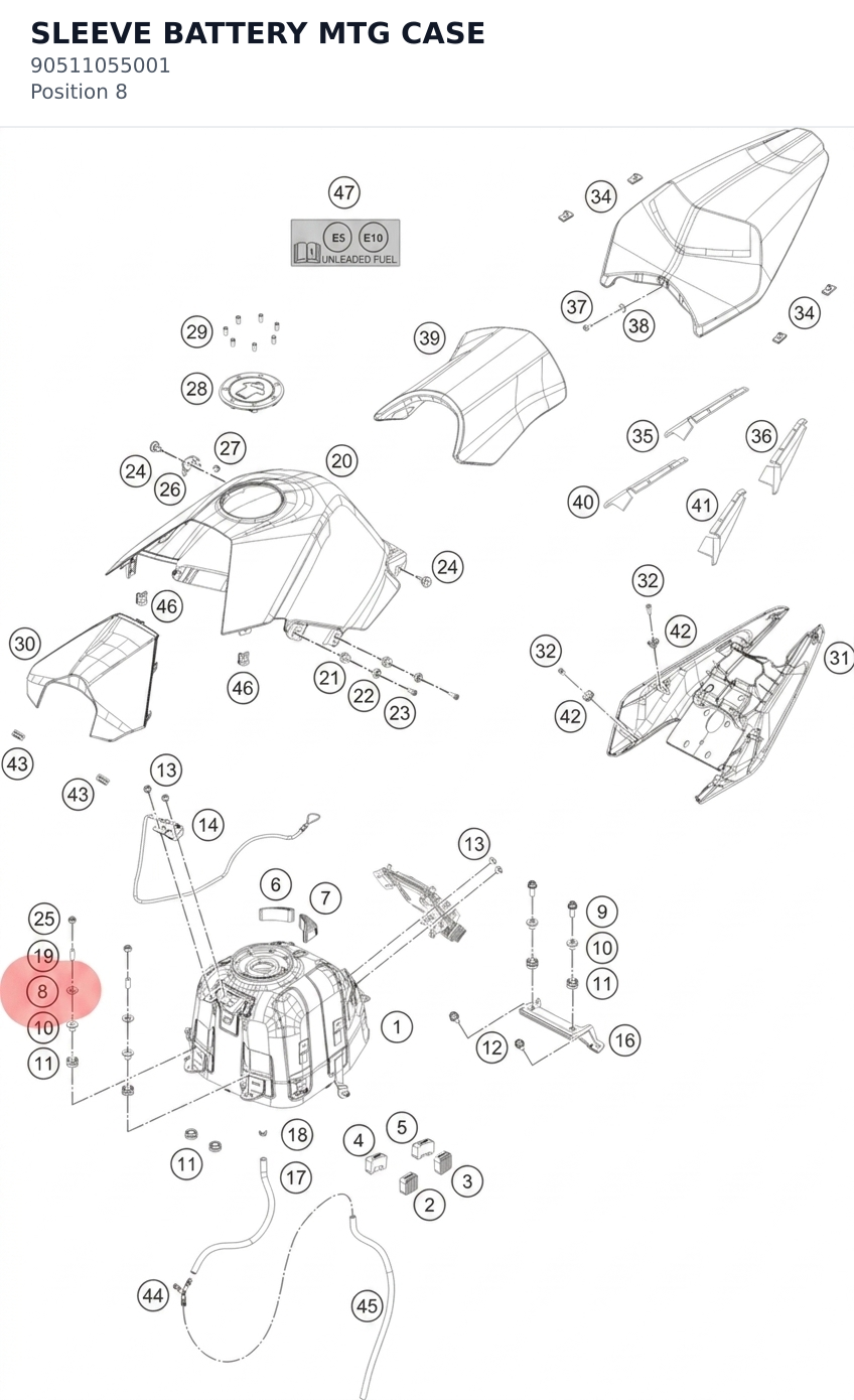 Diagram preview: SLEEVE BATTERY MTG CASE (90511055001)
