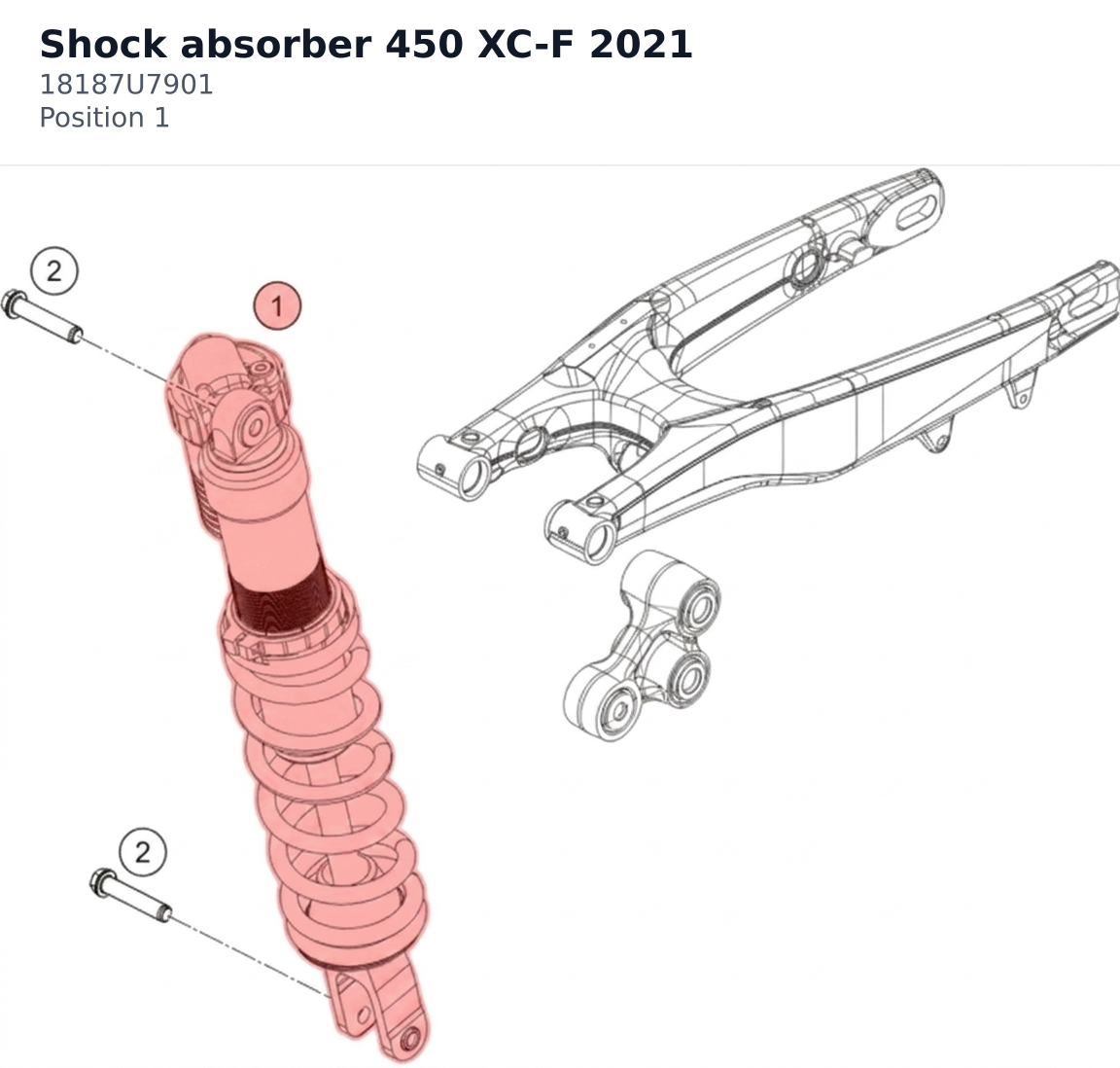 Diagram preview: Shock absorber 450 XC-F 2021 (18187U7901)