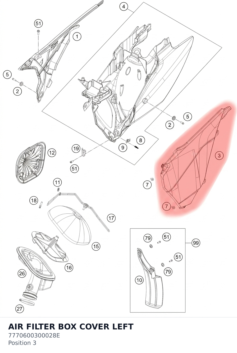 Diagram preview: AIR FILTER BOX COVER LEFT (7770600300028E)