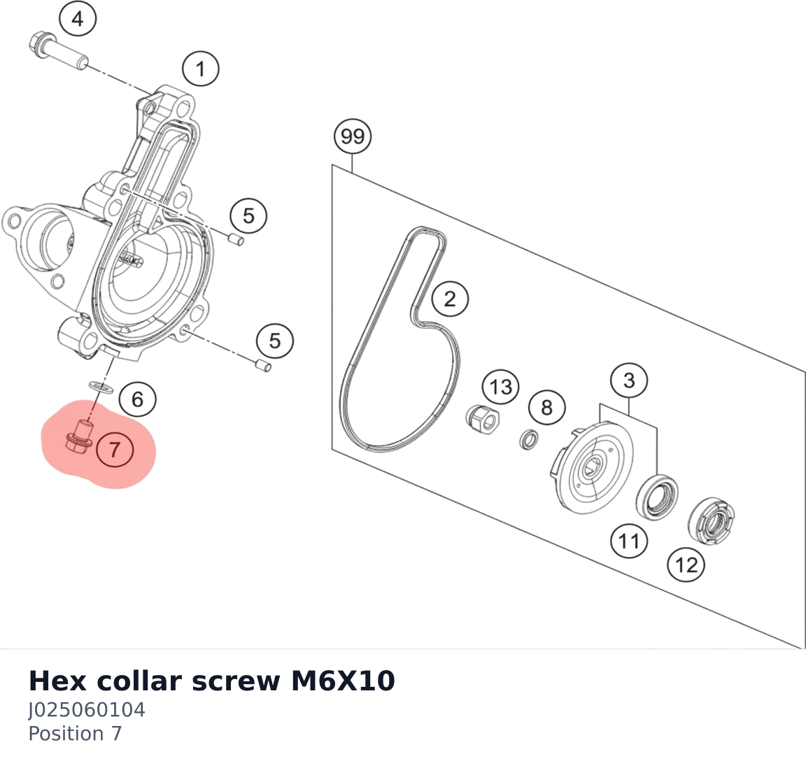 Diagram preview: Hex collar screw M6X10 (J025060104)