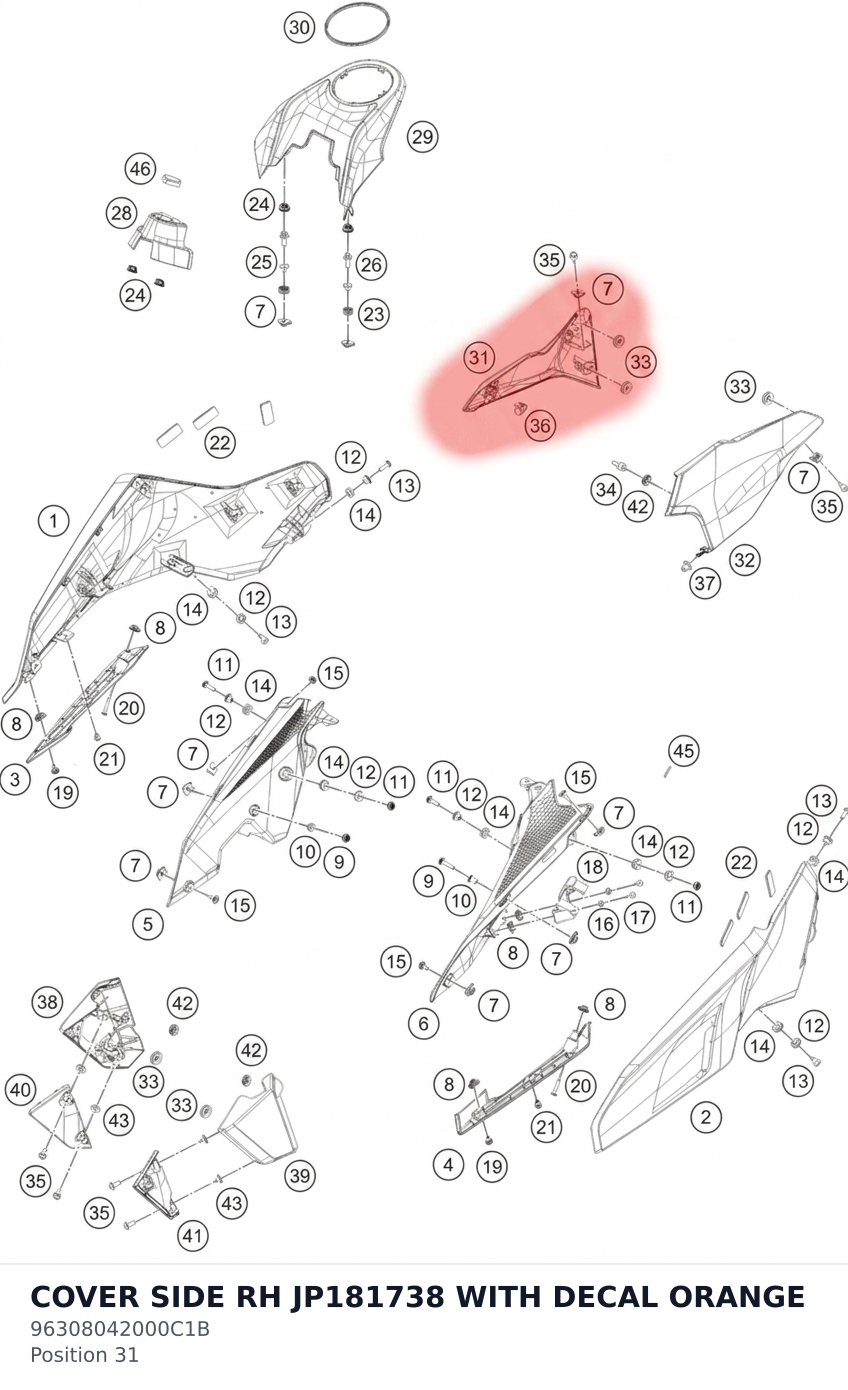 Diagram preview: COVER SIDE RH JP181738 WITH DECAL ORANGE (96308042000C1B)