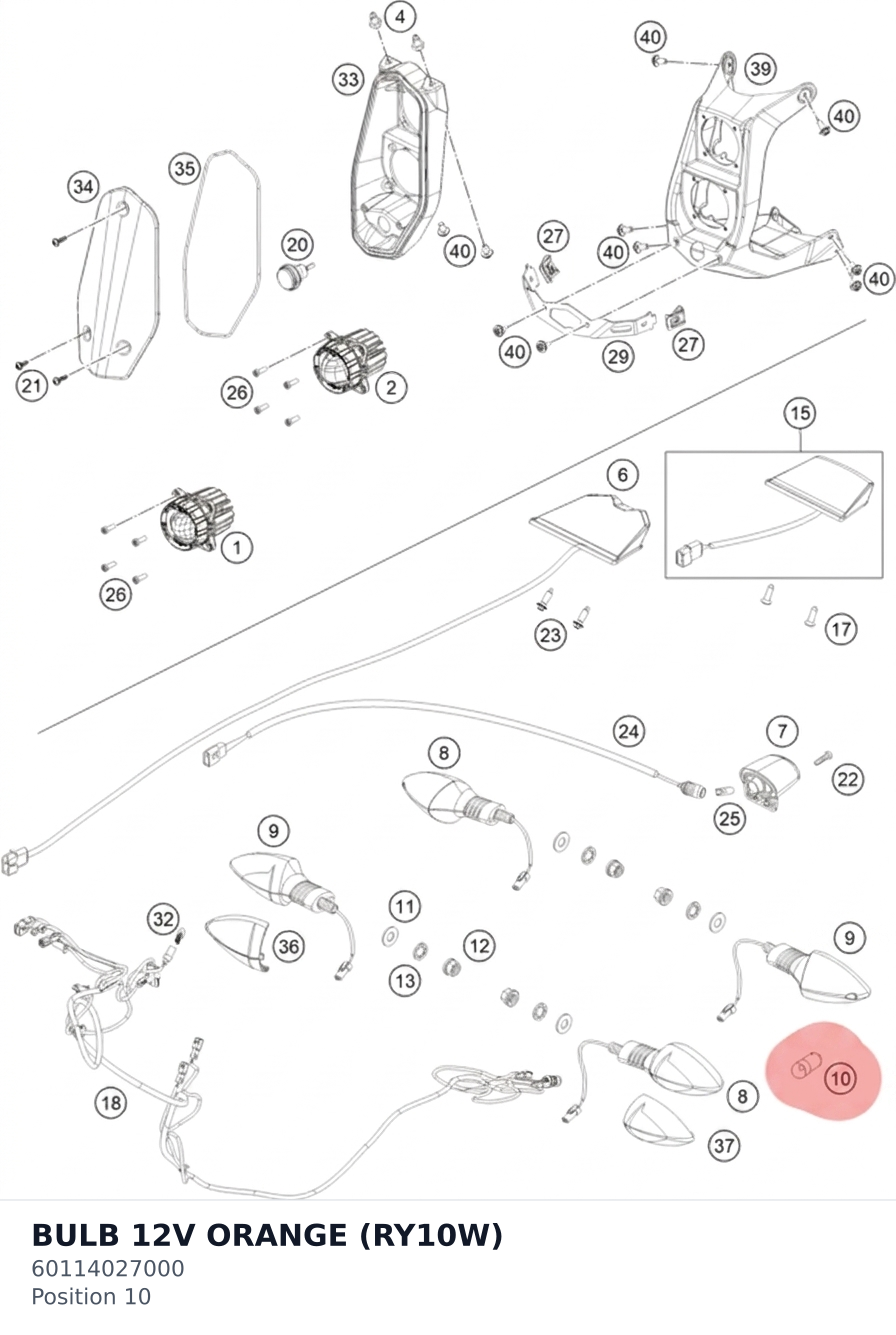 Diagram preview: BULB 12V ORANGE (RY10W) (60114027000)