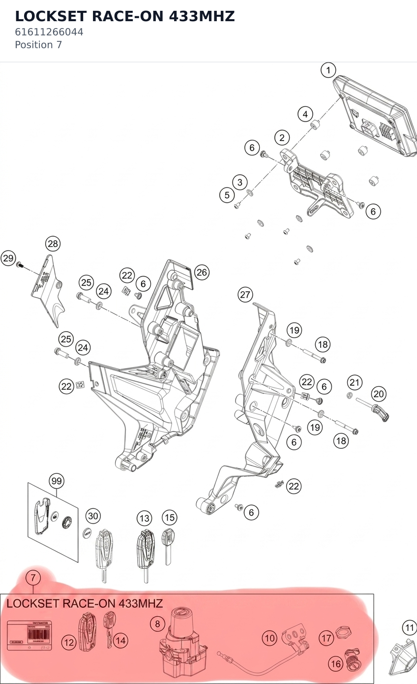 Diagram preview: LOCKSET RACE-ON 433MHZ (61611266044)