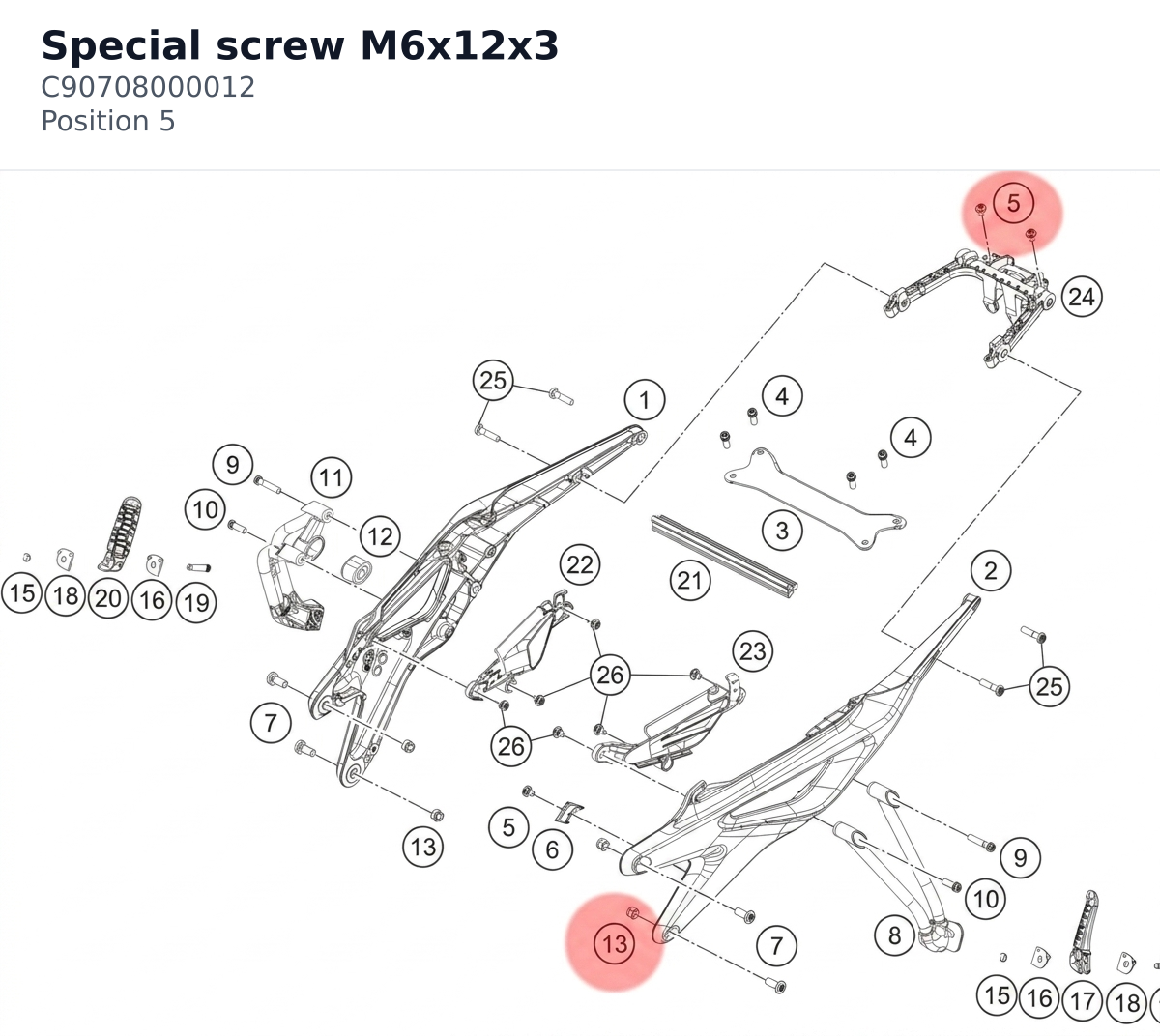 Diagram preview: Special screw M6x12x3 (C90708000012)