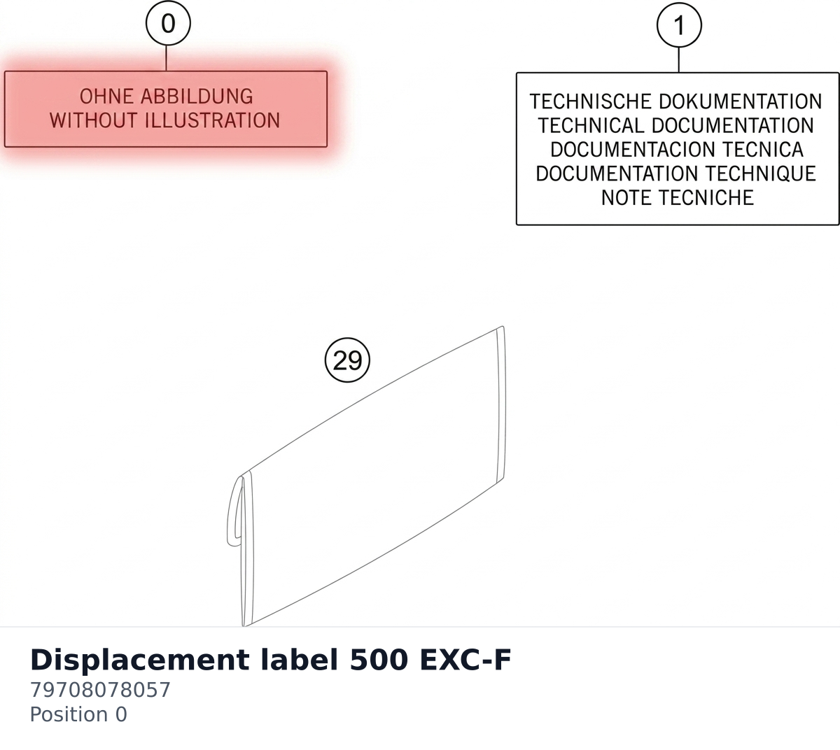 Diagram preview: Displacement label 500 EXC-F (79708078057)