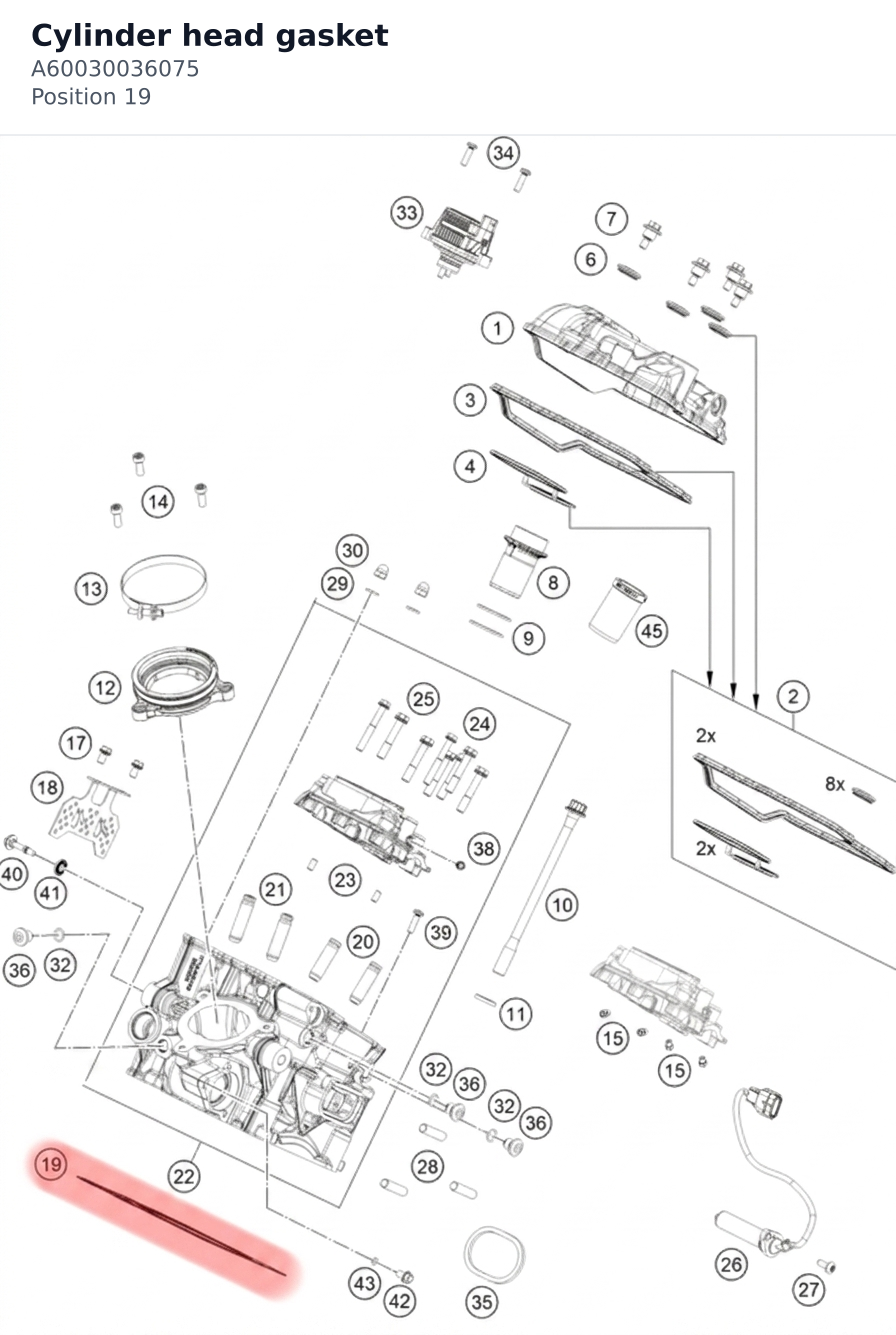 Diagram preview: Cylinder head gasket (A60030036075)