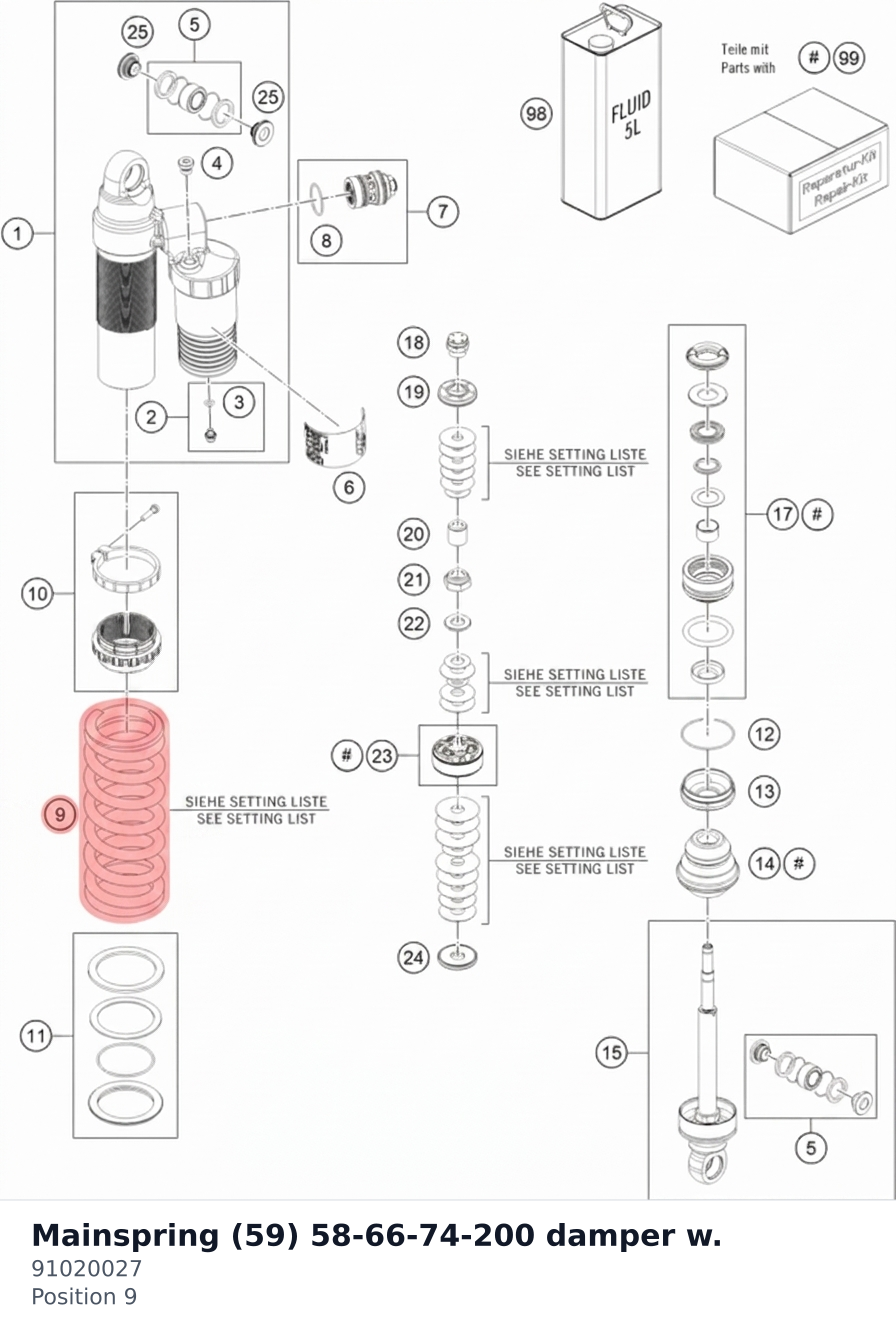 Diagram preview: Mainspring (59) 58-66-74-200 damper w. (91020027)