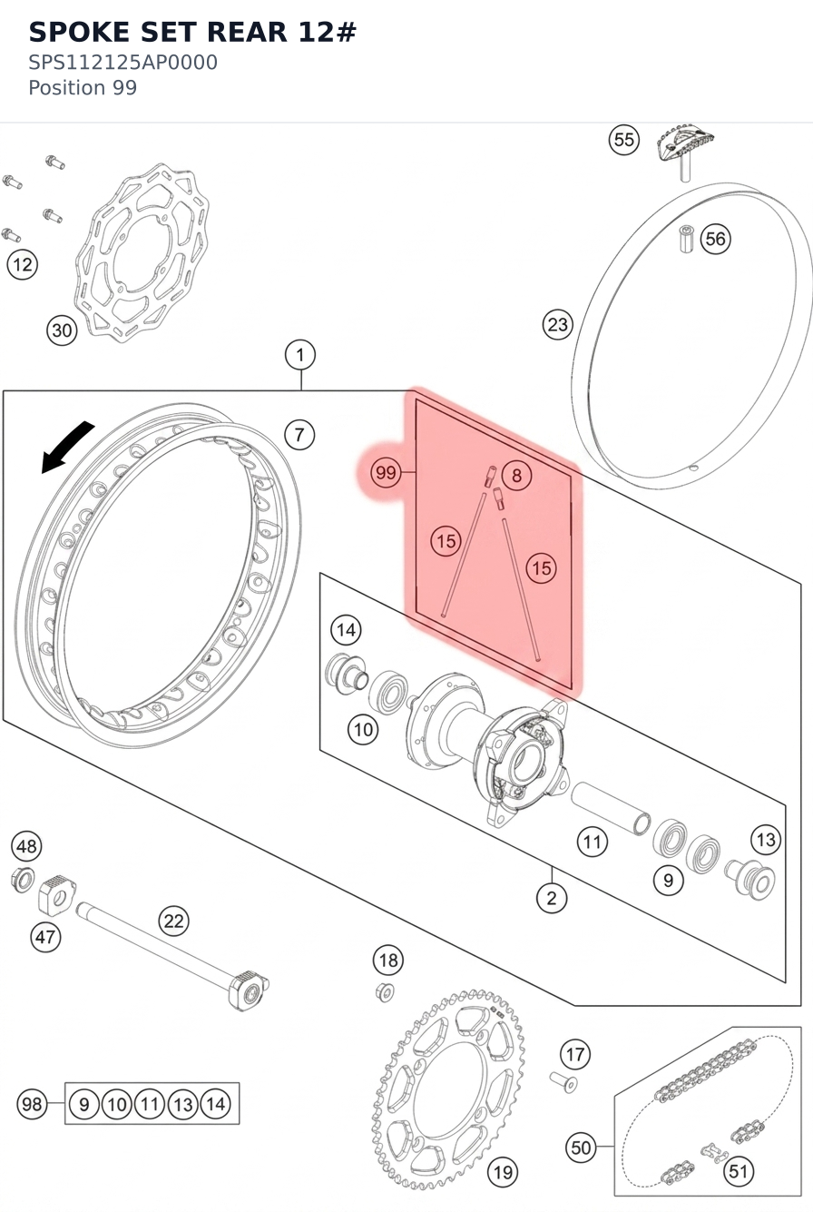 Diagram preview: SPOKE SET REAR 12# (SPS112125AP0000)