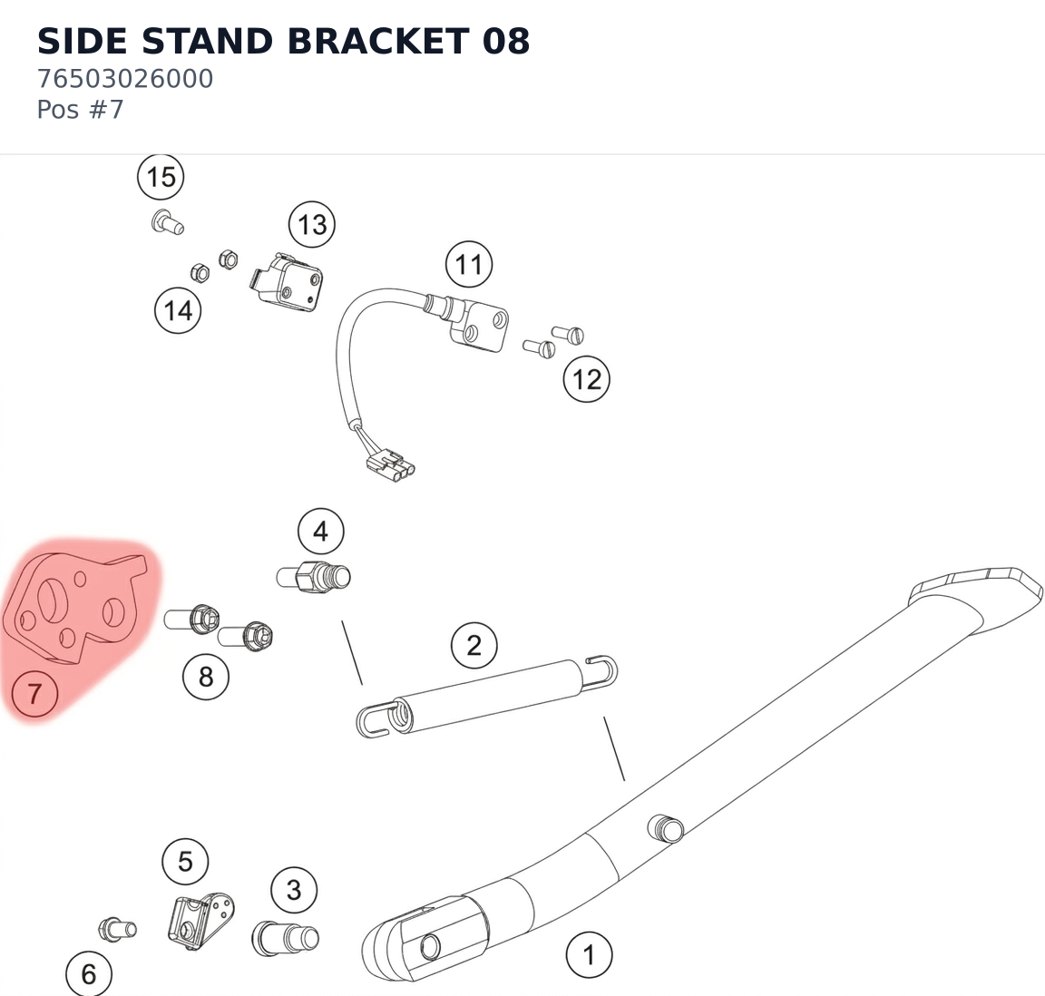 Diagram preview: SIDE STAND BRACKET 08 (76503026000)