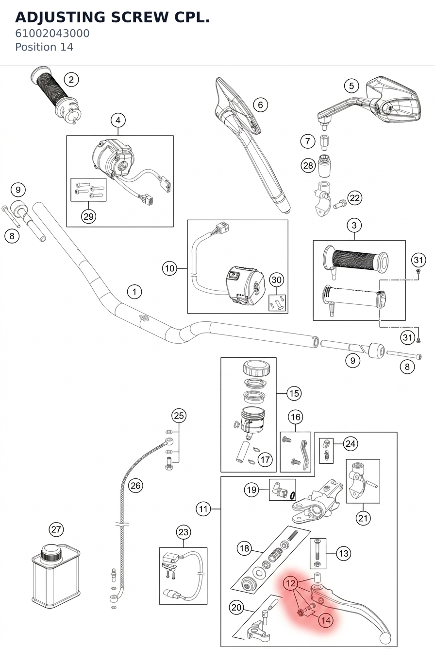 Diagram preview: ADJUSTING SCREW CPL. (61002043000)