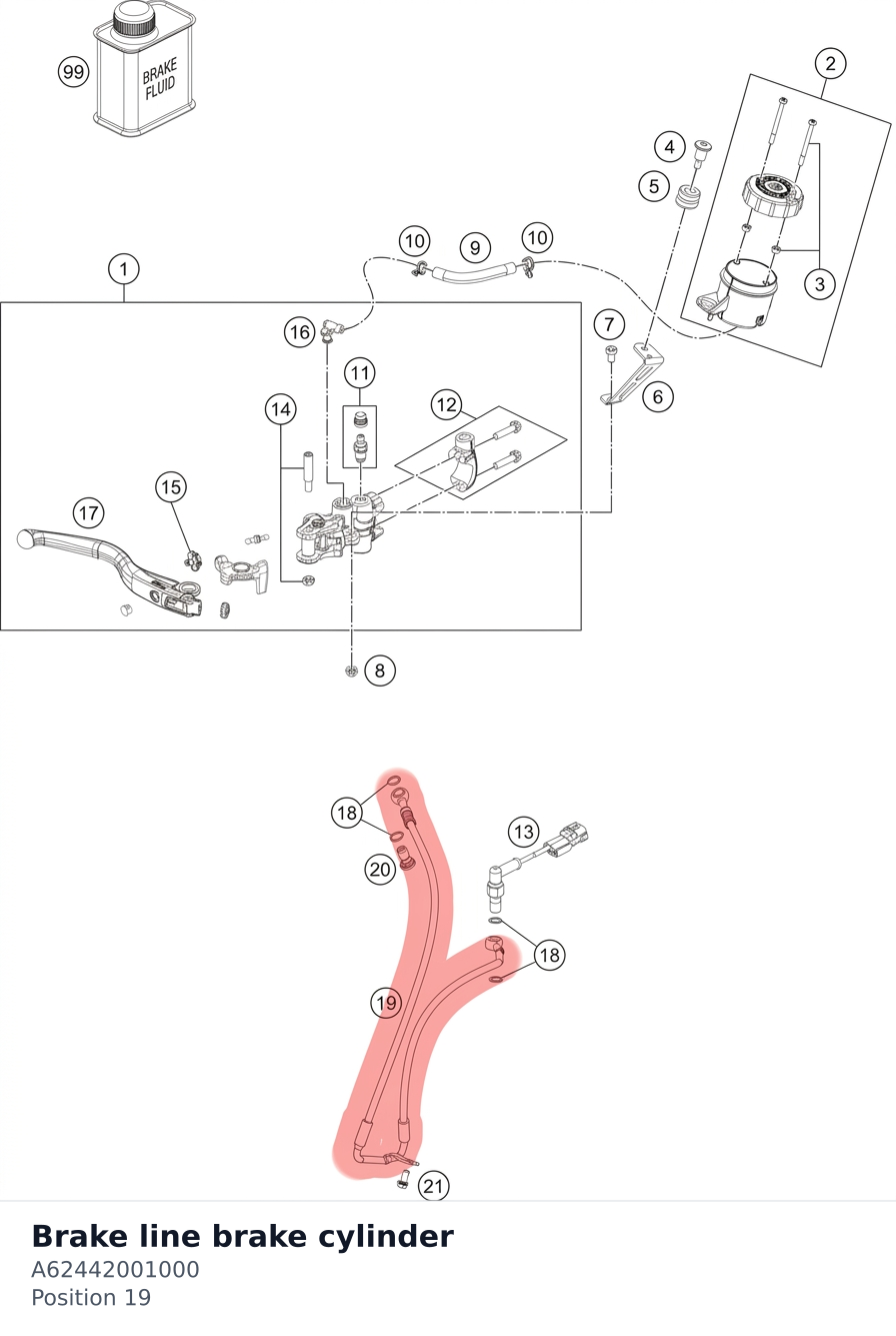 Diagram preview: Brake line brake cylinder (A62442001000)