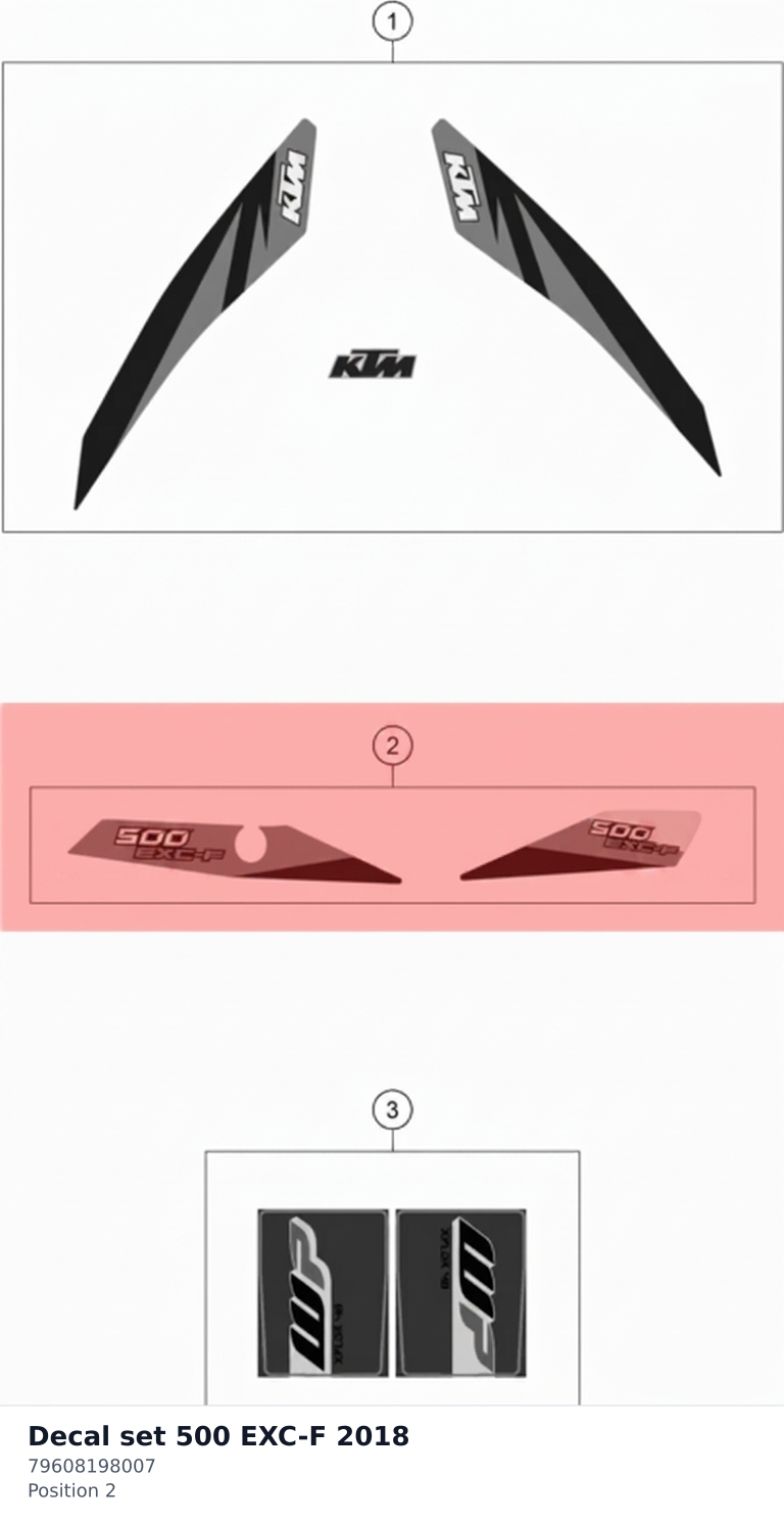 Diagram preview: Decal set 500 EXC-F 2018 (79608198007)
