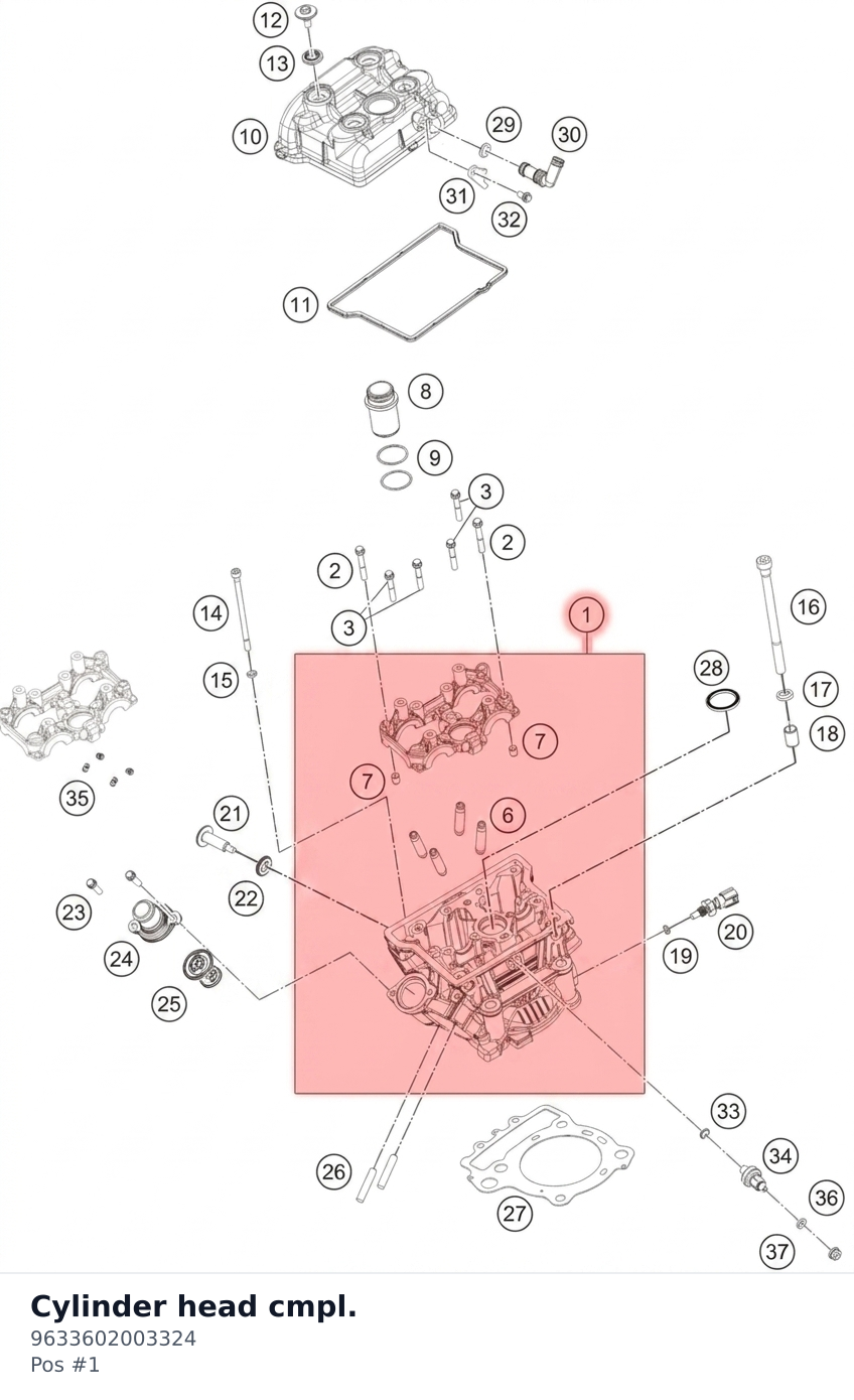 Diagram preview: Cylinder head cmpl. (9633602003324)