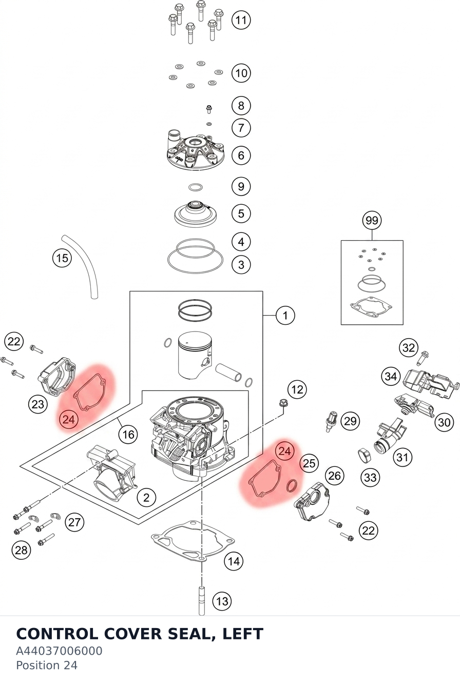 Diagram preview: CONTROL COVER SEAL, LEFT (A44037006000)
