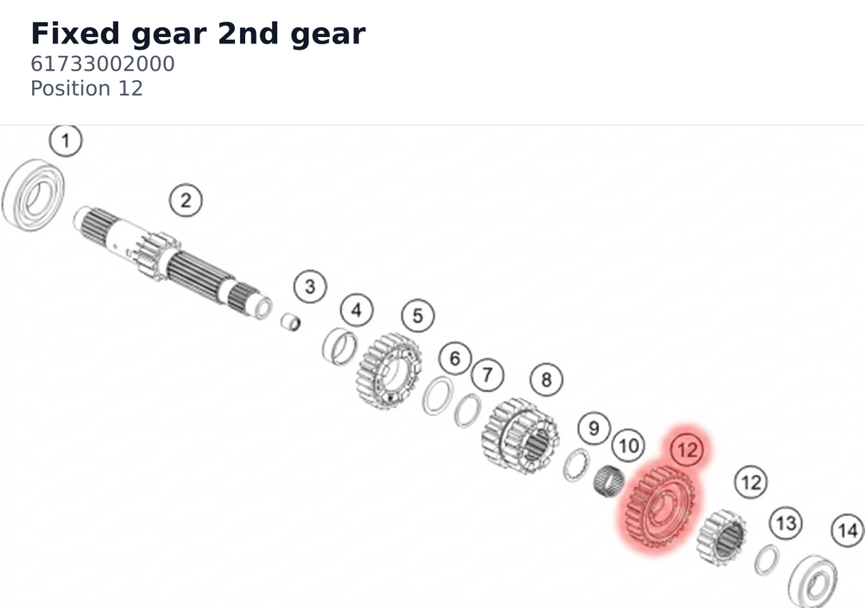 Diagram preview: Fixed gear 2nd gear (61733002000)